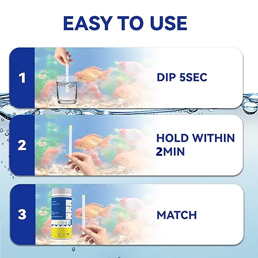 Ammonia Fish Tank Test Strips(50 Count)-Monitor Aquariums and aquaculture Ponds Water Quality for Saltwater & Freshwater