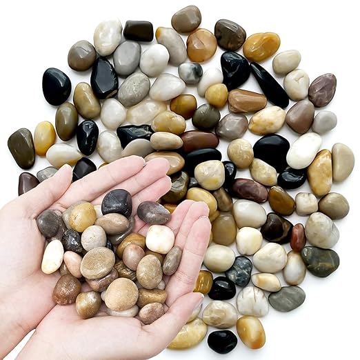 Pebbles Polished Gravel Natural River Rocks Ornamental Pebbles Garden Landscaping Stones Small Decorative Rocks for Fountain Aquarium Plants Vases Landscaping (Mixed Color, 10 LB)