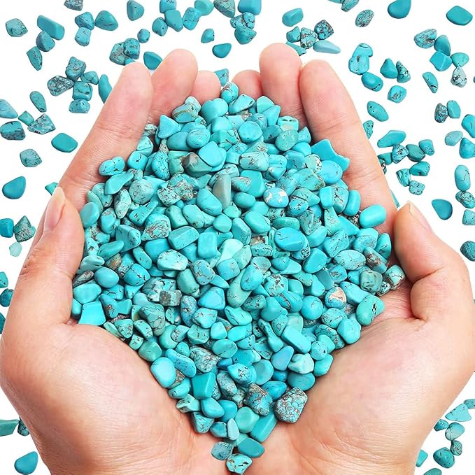 WAYBER Natural Crushed Turquoise Gemstone, Decorative Pebbles, 1 Pound | Toxin-Free, Fade-Resistant, Ideal for Reiki Healing, DIY Crafts, Vase Filler, Aquarium & Bonsai Decoration
