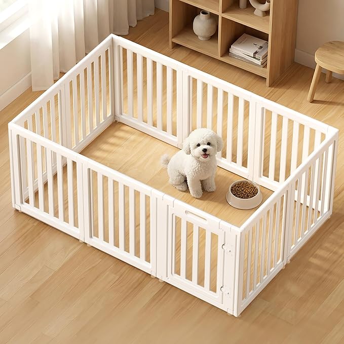 Dog Playpen, Clear Dog Pen, Dog Pen Indoor, Easy to Install and Remove Dog Play Pen, Puppy Playpen Suitable for Dogs, Cats,Dog Playpen Indoor (White, 23.6 inch Height, 10 Panels)