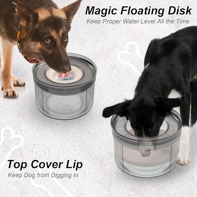 Techphardo 1Gallon No Spill Dog Water Bowl-3.8L Large Capacity, BPA-Free, Anti-Splash & Anti-Digging Design with Non-Slip Base, for Messy Drinkers