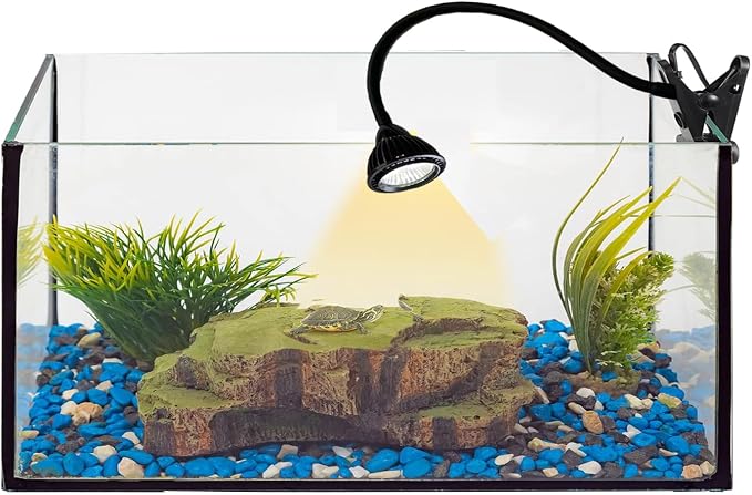USB Powered Reptile Light UVA UVB 5.0 Basking Lamp with Holder - 360° Adjustable Metal Clamp for Turtle Tank, Lizards & Snakes | 5-12V Safe Voltage, 3W
