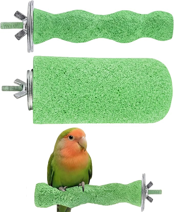 2 Pcs Bird Beak Grinding Stone, Anti-Slip Beak Grinder Stone Perches Resin Claws Trimmer Chewing Toys Cage Accessoriesfor Budgies, Parakeets, Conures, Cockatiels