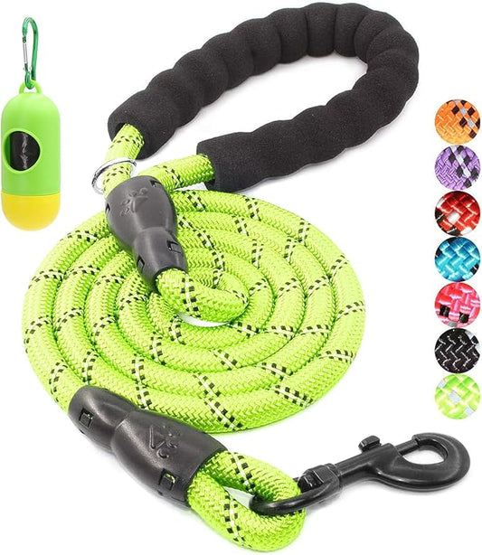 BAAPET 2/4/5/6 FT Dog Leash with Comfortable Padded Handle and Highly Reflective Threads for Small Medium and Large Dogs (4FT-1/2'', Green)