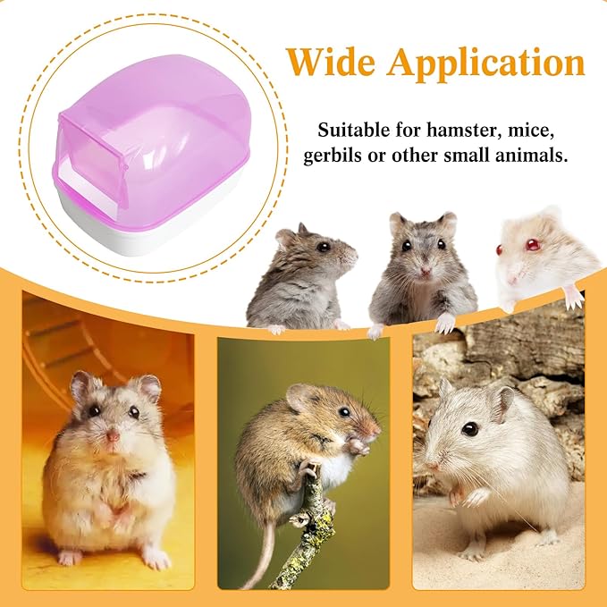 Hamiledyi Hamster Bathtub Dwarf Hamster Bathroom Sand Bath Container Sauna Room Plastic Sand Bath Box House for Gerbils Mice or Other Small Pets Animals(Pink, Small Size)