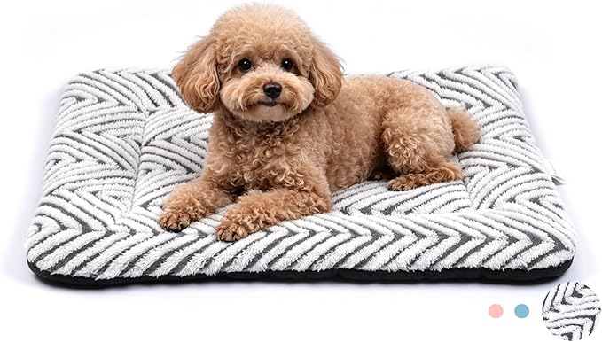 Mora Pets Washable Dog Crate Pad Soft Kennel Bed Crate Mat for Small Dogs, Puppies & Cats Flat Pet Bed with Anti-Slip Bottom for Dog Cage, Carrier & Travel Sleeping Chevron Grey 24 x 18
