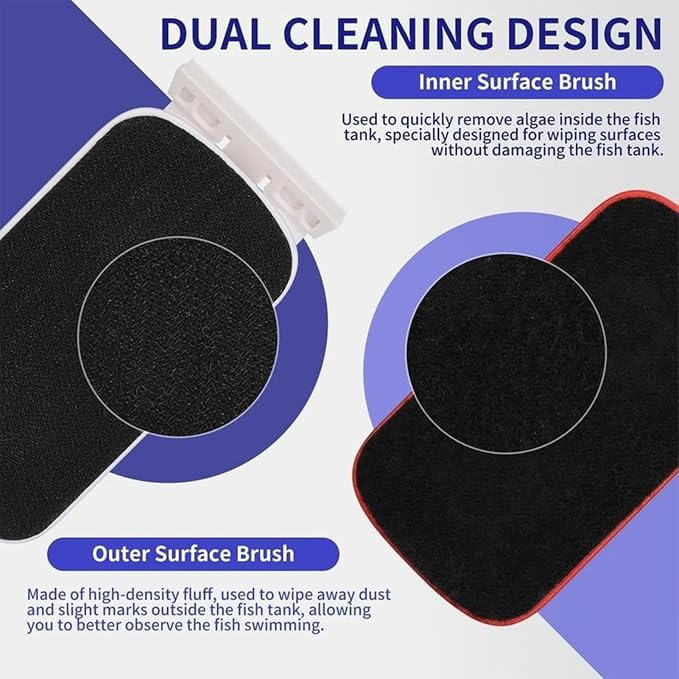 Fish Tank Glass Cleaner Magnet Effective Algae Removal Scraping Tool | Aquarium Floating Cleaning Brush for Fish Tank
