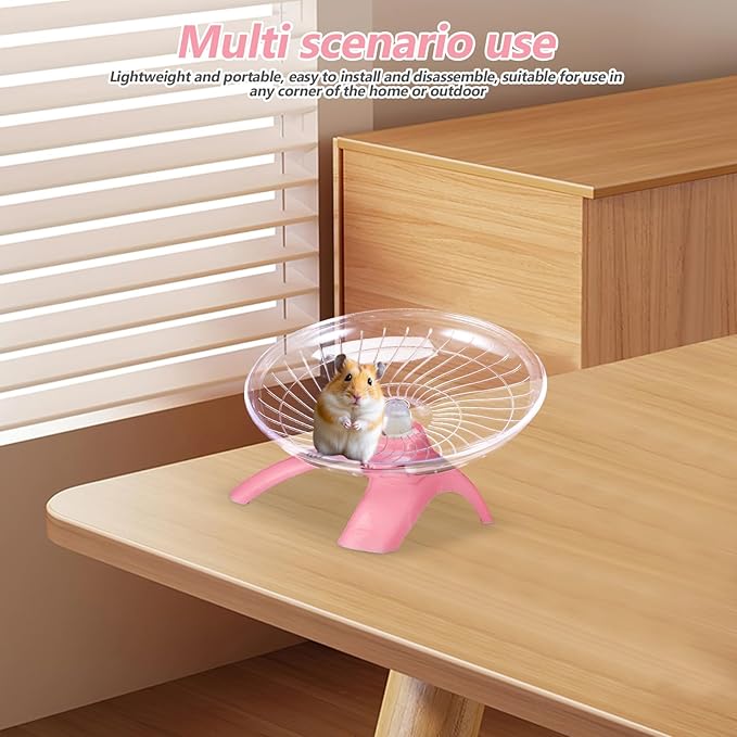 UKCOCO 4pcs Hamster Silent Running Wheels Flying Saucer Exercise for Small Pets Gerbil Mouse Hedgehog Cage Activity