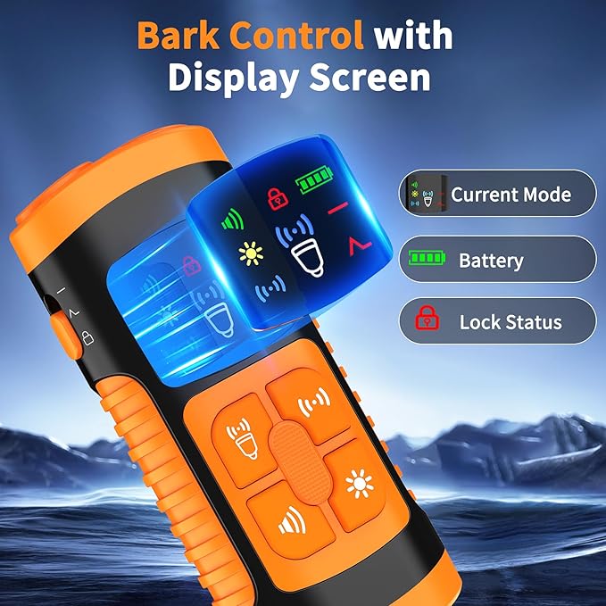 Dog Bark Control Devices - Ultrasonic Anti Barking Deterrent for All Dogs, Pets Gentle Trainer with LCD Screen, 35 ft Range Barkguard Stopper, Portable Humane Behavior Training Tools Indoor Outdoor