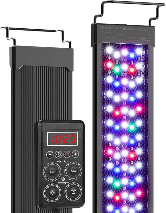 fishkeeper Smart LED Aquarium Light with One-Button Real-Time Sync, 24/7 Mode Full Spectrum Fish Tank Lights, 9 Colors DIY, 9 Timer, 10 Brightness IP68 Waterproof Aquarium Plant Light for 40-48 inch