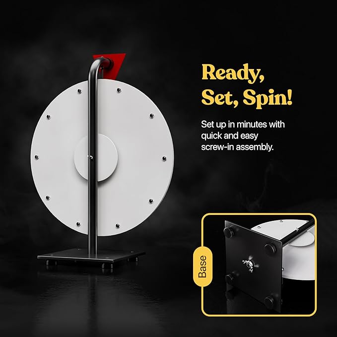 T-SIGN 12 Inch Heavy Duty Spinning Prize Wheel - 10 Slots Color Tabletop Roulette Spinner Wheel of Fortune - Spin The Wheel with Dry Erase Marker and Eraser Win The Fortune Spin Game for Trade Show