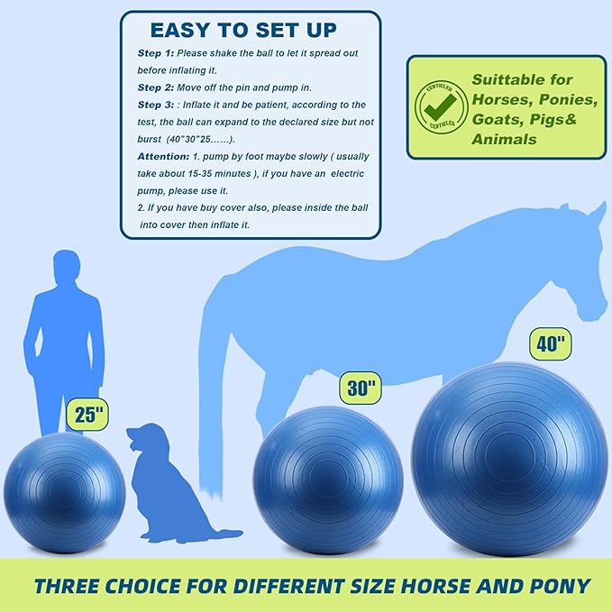 Horse Ball 40inch - Extra Large Toy for Adult Horses, Ideal for Pasture & Indoor Stall Boredom Relief