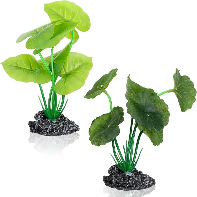 2Pack Silk Aquarium Decor Artificial Aquarium Decor Plants for Fish Tank | 6inch Artificial Aquarium Plants with Driftwood Base for Betta Fish Tank Accessories, Betta Fish Tank Decor