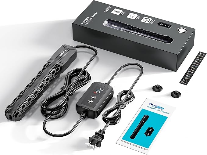 FREESEA Aquarium Heater for Fish Tank: 100W/200W/300W/500W Submersible Fish Tank Heater with Over-Temperature and Off-Water Protection for 20-40 Gallon Saltwater and Freshwater