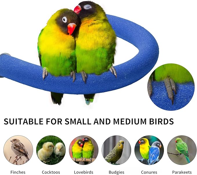 FrgKbTm U Shape Parrot Perch Stand Toy Bird Platform Sand Paw Grinding Clean Stick Exercise Conure Budgie Cockatiel Cage Accessories (Blue)