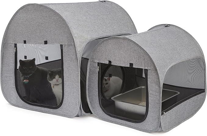 Portable Cat Playpen, Delivery Room, Enclosure, Postoperative Recovery, House Design for Better Standing, Foldable Pet Tent for Indoor and Outdoor Use, Cat Houses & Condos Dark Gray
