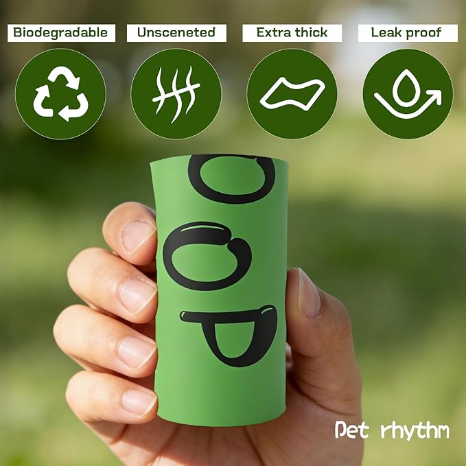 Dog Poop Bags Rolls-Biodegradable dog poop bags, Compostable Dog Waste Bags, ASTM D6400 & EN 13432 Compliant BPI Certified Pet Waste Bags. Earth Friendly 120 waste bag including dispenser