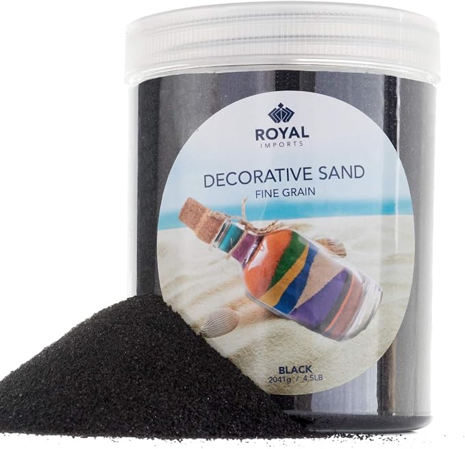 Royal Imports Decorative Beach Sand for Vase Filler, Wedding, Home Decor, Arts & Crafts, Fire Pit, Fireplace, Pet Tank Habitat - 4.5 LBS, Black