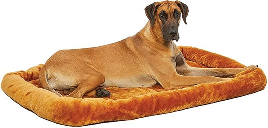MidWest Homes for Pets QuietTime Giant Dog Bed - Cinnamon Faux Fur Bolster, Ultra-Soft and Machine Washable, Fits 54-Inch Crates and Carriers, for XXL Breed Dogs