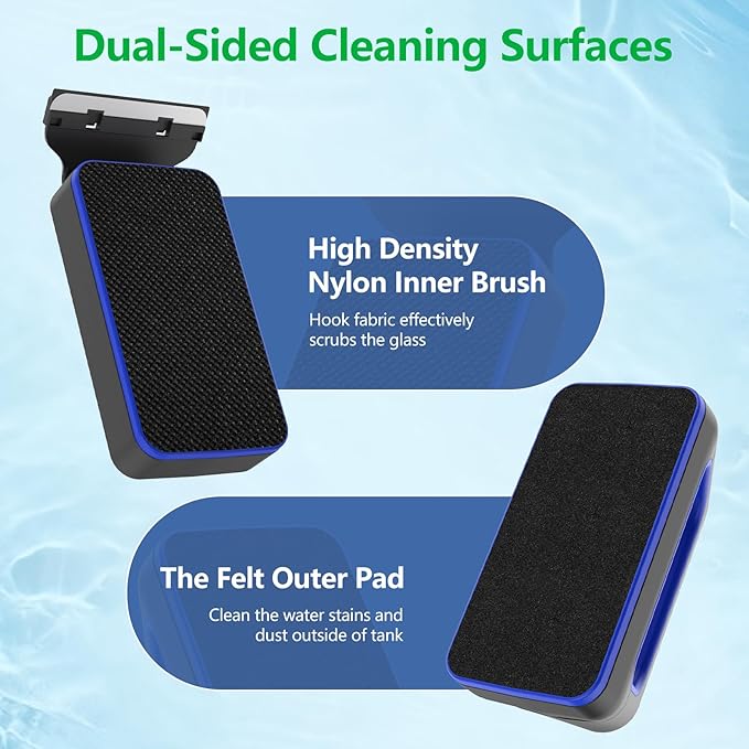 Aquarium Magnet Glass Cleaner, Double-Sided Detachable & Floating Algae Scraper for 0.2-0.4 Inch Fish Tank Glass Cleaning, No Scratches（S）
