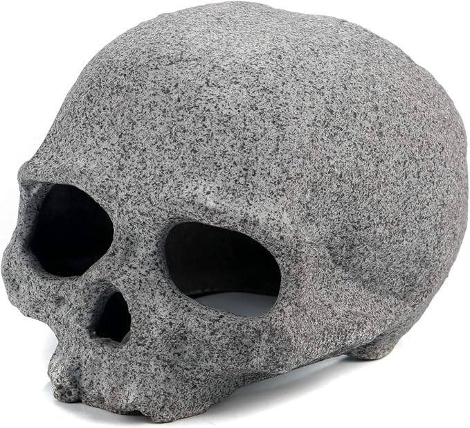 Aquarium Decorations Skull Rock, Ceramic Shelters - Betta Habitat | Breeding Tube, Hiding cave, Stackable Fish Tank Decor Cave for Hiding
