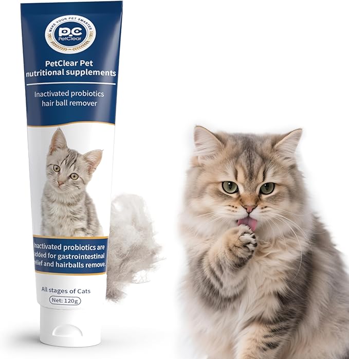 Hairball Paste for Cats, 4.23 oz/120 g, Contains Chicken, Fish Oil, Inactivated Probiotics, Taurine, Promotes Intestinal Peristalsis & Digestion, Passes Hairballs Naturally, Reduces Vomiting (1 Tube)