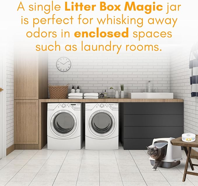 Litter Box Magic Cat Litter Deodorizer Jar (Orange Scent, 16 Oz, Pack of 1) - Cat Litter Odor Control Gel In A Jar - Cat Litter Box Pet Air Freshener - Litter Odor Eliminator to Freshen Air