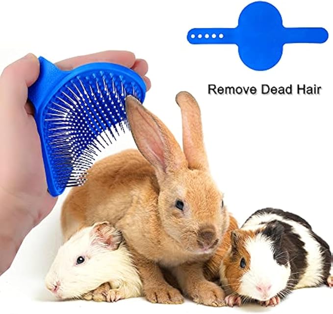 Patelai 4 Pieces Bunny Grooming Kit Rabbit Nail Clipper Rabbit Brush Hair Remover Shampoo Brush with Adjustable Ring Handle for Rabbits Guinea Pig Hamsters Puppy Kitten Hamster Ferret(Blue)