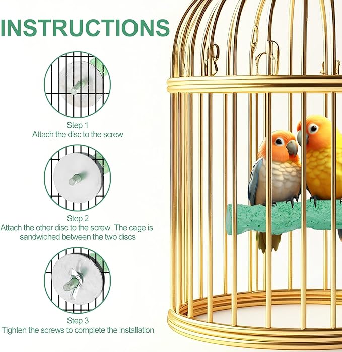 2pcs Bird Beak Grinding Stone, Parrot Cage Perch Stand Bird Claw Trimming & Chewing Toy Accessories for Budgies Parakeets Cockatiels Conures Supplies (Green)