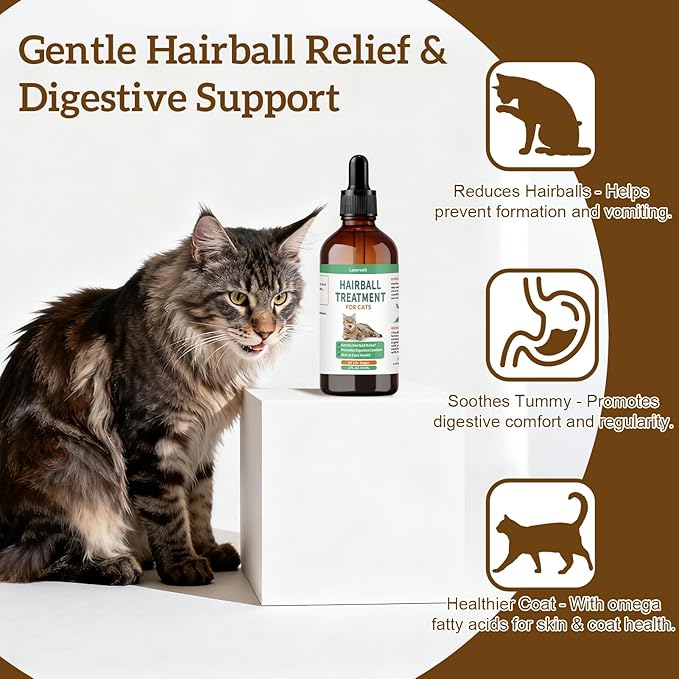 2PCS Hairball Treatment for Cats, Cat Hairball Remedy - with Natural Ingredients & Vitamins - Kitten Furball Treatment Hair Ball Treats for Cats - Supports Skin & Coat, Digestion - Cat Grass Flavor