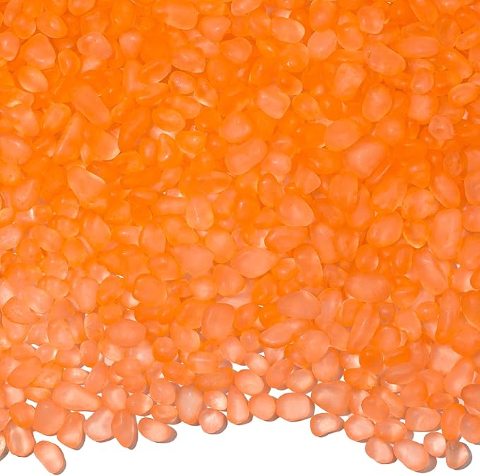 QEQEKAKA Sea Glass Stones for Crafts 1LB Orange Pebbles Gemstones Bulk | Small Glass Stones for Beaching Wedding DIY Decor Aquarium Turtle Tank Vase Filler (405g/14.28oz)