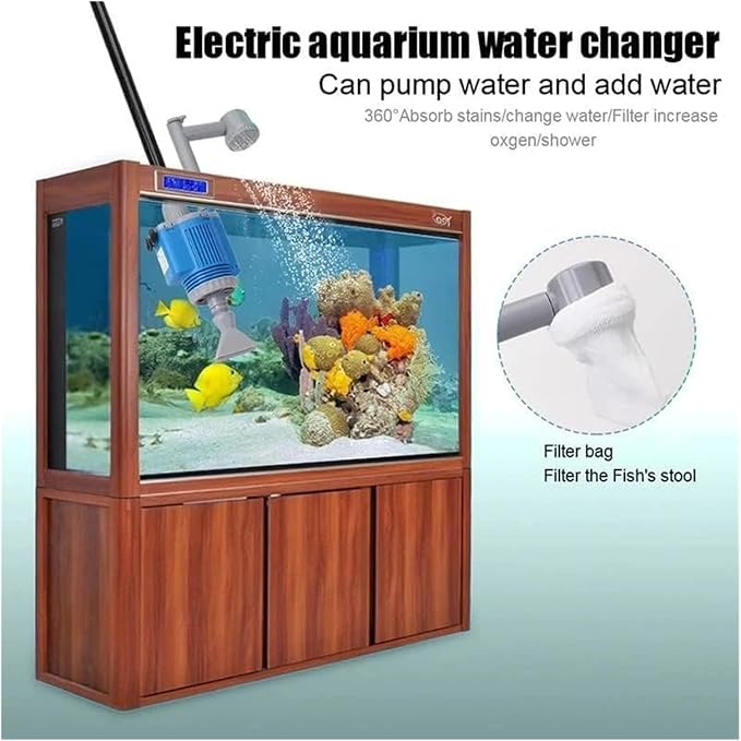 Electric Fish Tank Cleaner, Upgraded 6-in-1 Automatic Water Changer & Sand Washer, for Freshwater & Saltwater Fish Tank Cleaning