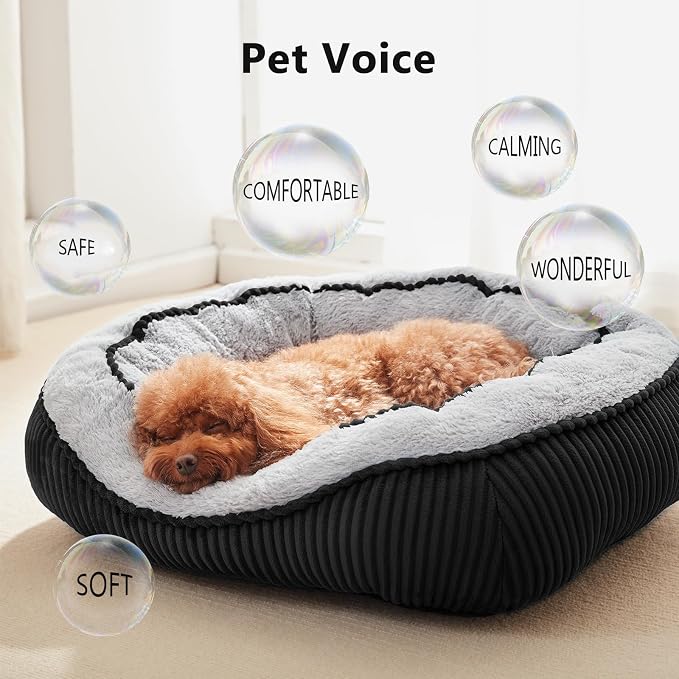 Dog Beds for Small Medium Large Dogs & Cats. Washable Pet Bed, Orthopedic Dog Sofa Bed, Soft Calming Sleeping Warming Puppy Bed (Black, Large-(30’’x 24’’x 9’’))
