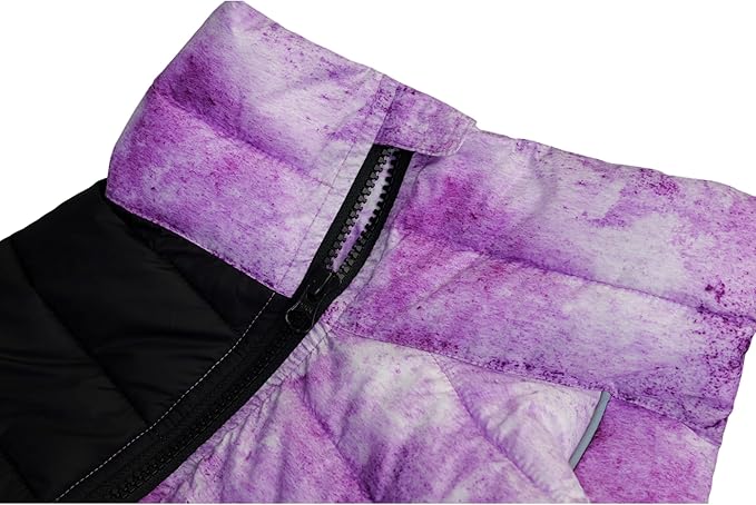 Micai Warm Dog Coat - 4 Legs Covered Waterproof Windproof Reflective Vest, Zippered Adjustable Outdoor Snow Jacket for Small Medium Large Dogs - Purple L