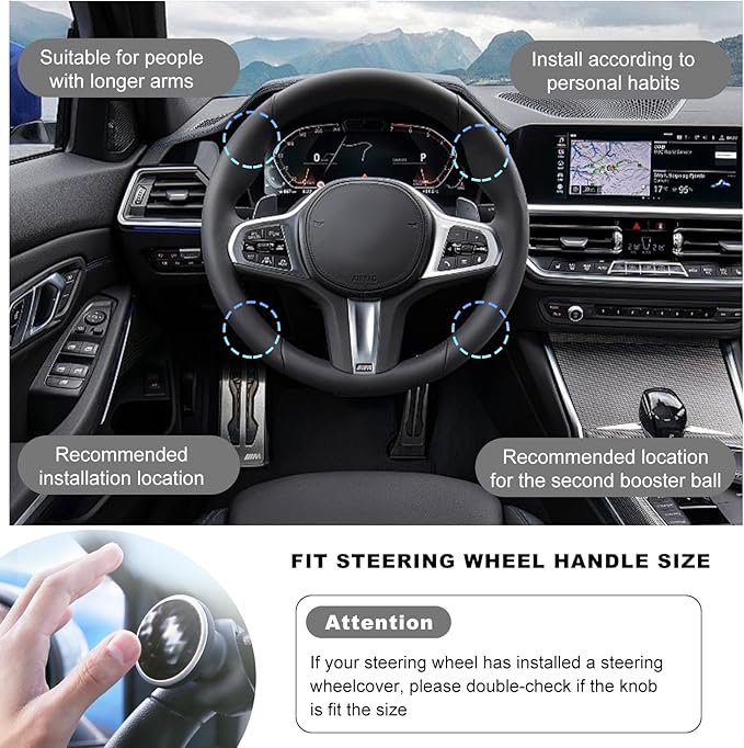 2 PCS Steering Wheel Knob Spinner, Driving Turning Assist Steering Wheel Knob with Metal Bearing, 360 Degree Rotation Steering Wheel Power Handle for Car Truck Boat, Car Accessories