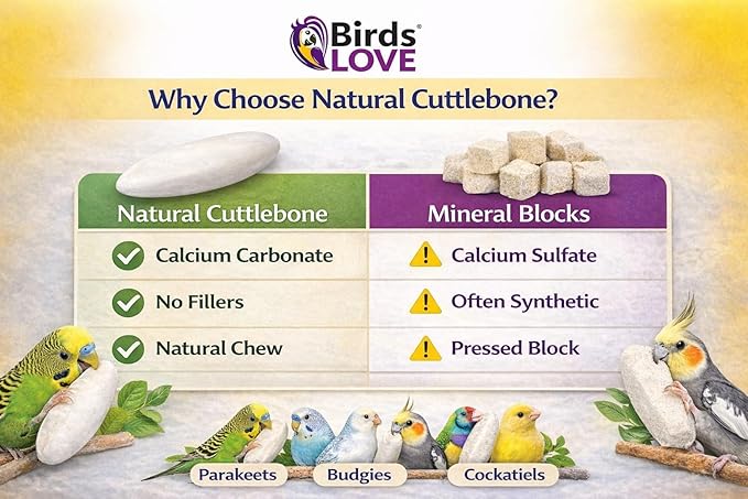 Birds LOVE 5.5-6″ Cuttlebone for Birds – 100% Natural Sun-Dried Calcium & Beak Conditioning Supplement for Parakeets, Budgies, Cockatiels, Finches & Canaries – 12 Pack with Holder – Made in Vietnam