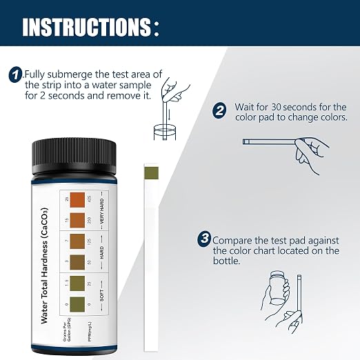 Water Hardness Test Kit-150 Strips Water Quality Testing 0-425 ppm | for Drinking/Well Water, Softener,Hard, Dishwasher,Pool,Spa