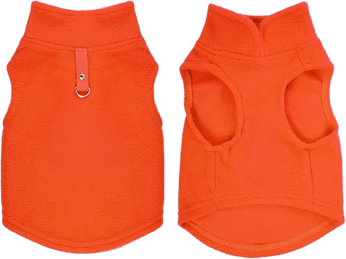 Rbenxia 1 Piece Dog Sweater with Leash Ring Soft Fleece Vest Dog Pullover Warm Jacket Pet Dogs Clothes Winter Dogs Outfits for Small Cat Pets (Orange, X-Small)