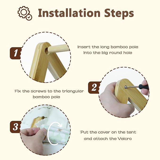 Guinea Pig Hideout, Sturdy Bamboo Small Animal House with Window, Rabbit Bunny Tunnel, Easy to Assemble for Hamsters Bunny Rat Chinchillas Playing Hiding, Guinea Pig Cage Accessories, Mushroom