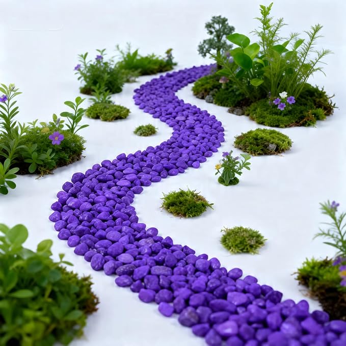 Colored Aquarium Gravel, Colorful Pea Gravel,Garden Rocks,Decorative Stones Rocks for Fish Tank,Aquarium,Fairy Garden Decor,Planters,Vase Fillers,Landscaping,1 Pound (Purple, 6-9mm)