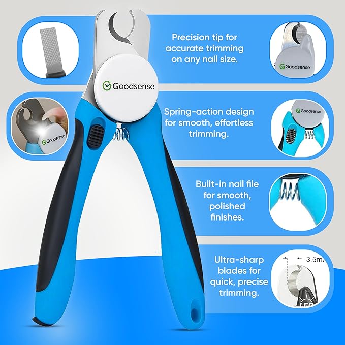 LED Pet Nail Clippers with Light for Safe Pet Grooming – Eco-Friendly Plastic, Sharp Blades for Dogs, Cats & Small Pets, Easy-to-Use Trimmer for Paws