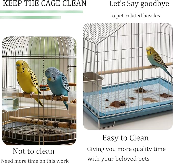 100 Sheets Disposable Bird Cage Liner, Super Absorbent Leak-Proof Birdcage Liners Cuttable Birdcage Liner Quick-Dry Surface for Cockatiels Canaries Parrots (12.9" x 17.7")