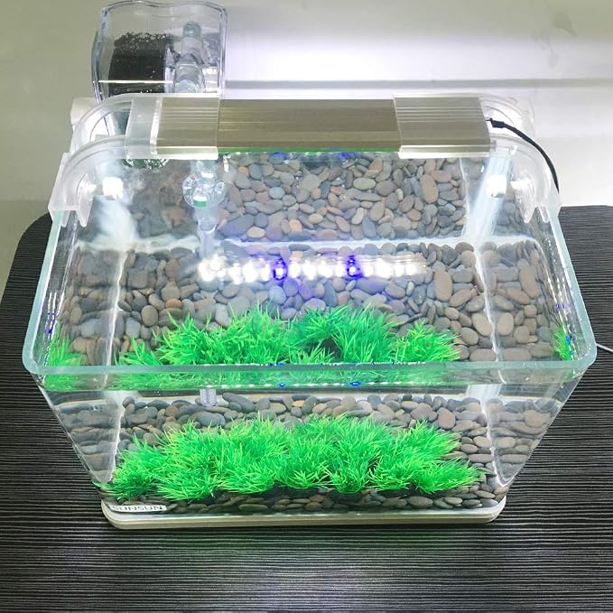Aquarium Plant Fish Tank Decoration 20 Pieces Small/1" Tall Plastic Artificial Plant Goldfish Hidden Mini Grass Set (Green-C)