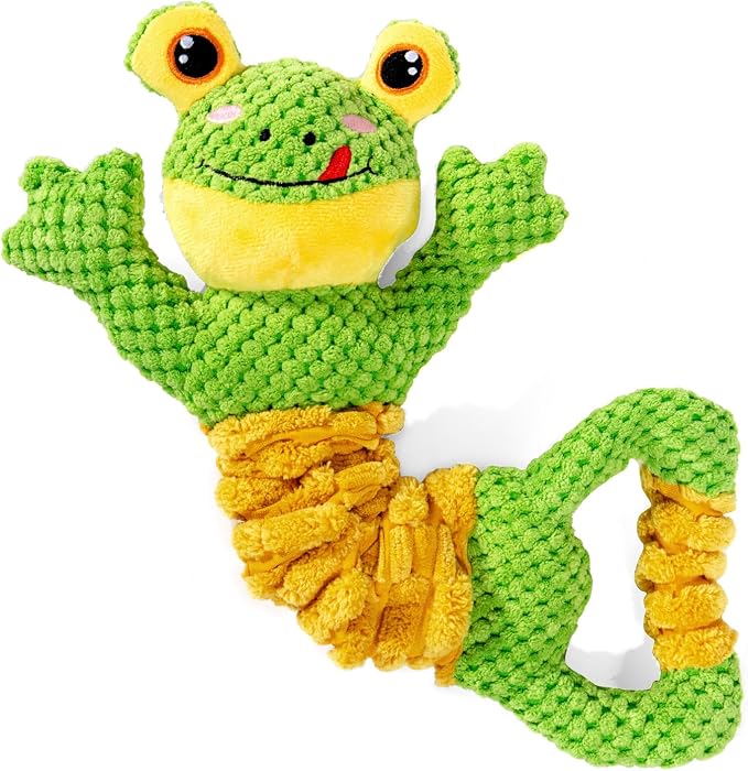 Sedioso Dog Tug Toy, Durable Dog Toy for Large Breed, Tug of War Dog Squeaky Toys, Stuffed Plush Dog Toy with Crinkle Paper for Small, Middle, and Big Dogs(Frog)