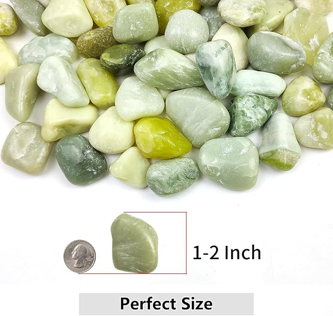 40lbs Jade River Rocks for Landscaping, 1-2 Inch Natural Pebbles for Indoor Plants, High Polished Decorative Stones Garden Outdoor and Indoor DIY Vase Filler Fish Tank Aquariums