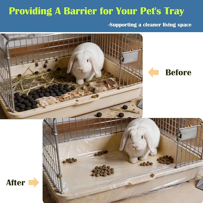Disposable Bird Cage Liners 100 PCS Clear Plastic Parakeet Cage Liner Bag for 18x26 Inch Pallets Universal Elastic Film Intended for Parakeet, Cockatiels, Rabbit, Guinea Pig Finches Canaries