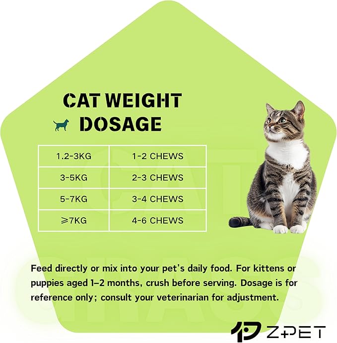 ZPET Hairball Remedy Soft Chews for Cats – Cat Grass Formula with Olive Oil, Fiber & Taurine – Supports Hairball Control, Healthy Digestion & Daily Nutrition, 150g