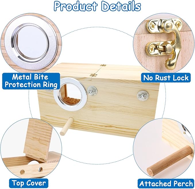 BNOSDM Parakeet Nesting Box Transparent Bird Nest Breeding Box with Perch (S)
