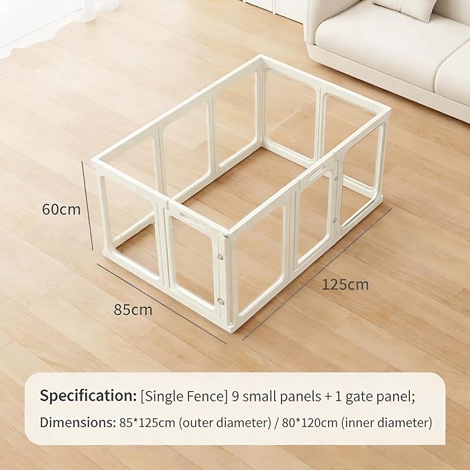Clear Acrylic Dog Playpen with Door,23.6" Puppy Playpen,Easy Assemble Pet Fence,10-Panel for Puppies/Small Dog Play Pen Indoor (White, 23.6 Inch-H, 10 Panel) (White, 60cm9p+1d)