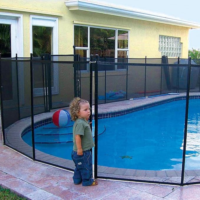WaterWarden Safety Fence for Inground Pool 5’ x 24’ ft, Guards Children and Pets, UL Certified to ASTM F2288, 5 Foot Tall Removable Protection Barrier, Hardware Included, 2 Sets of 5'x12', Black